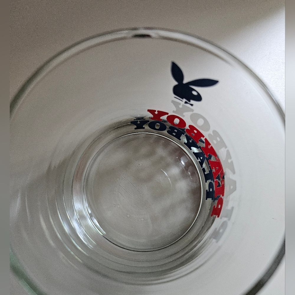 Playboy Red White & Blue Lowball Glass - Picture 4 of 4